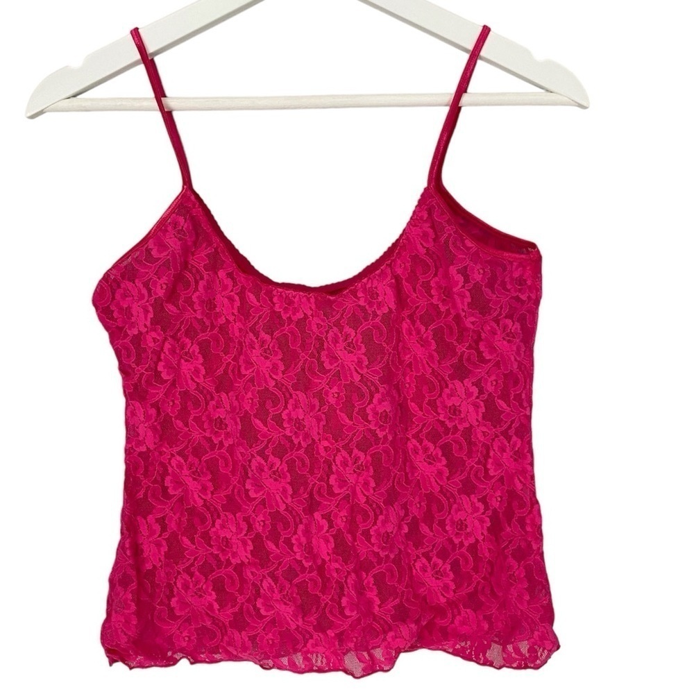 VICTORIA'S SECRET Vintage Lace Camisole Spaghetti Straps Hot Pink Women Size L